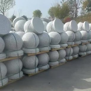 晋城 白麻花岗岩石材圆球，石球，挡车球，隔离球，景观石球，风水球等