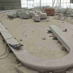 晋城 芝麻白花岗岩弧形花坛石，坐凳石