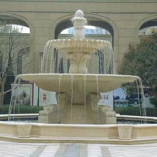 晋城 黄金麻花岗岩异型加工——户外庭院石雕流水喷泉