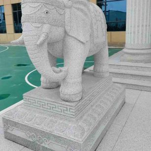 晋城 白麻花岗岩动物异形石雕-大象