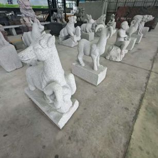 晋城 芝麻白花岗岩造型立体雕刻——十二生肖