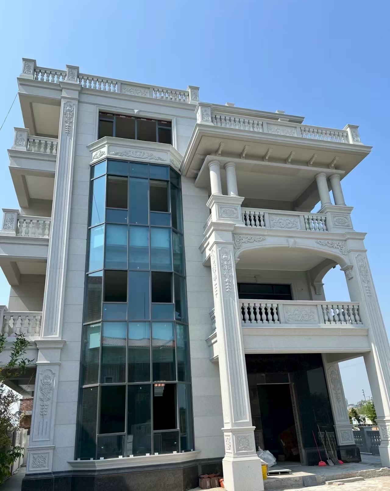 晋城 白麻花岗岩别墅外墙干挂效果展示