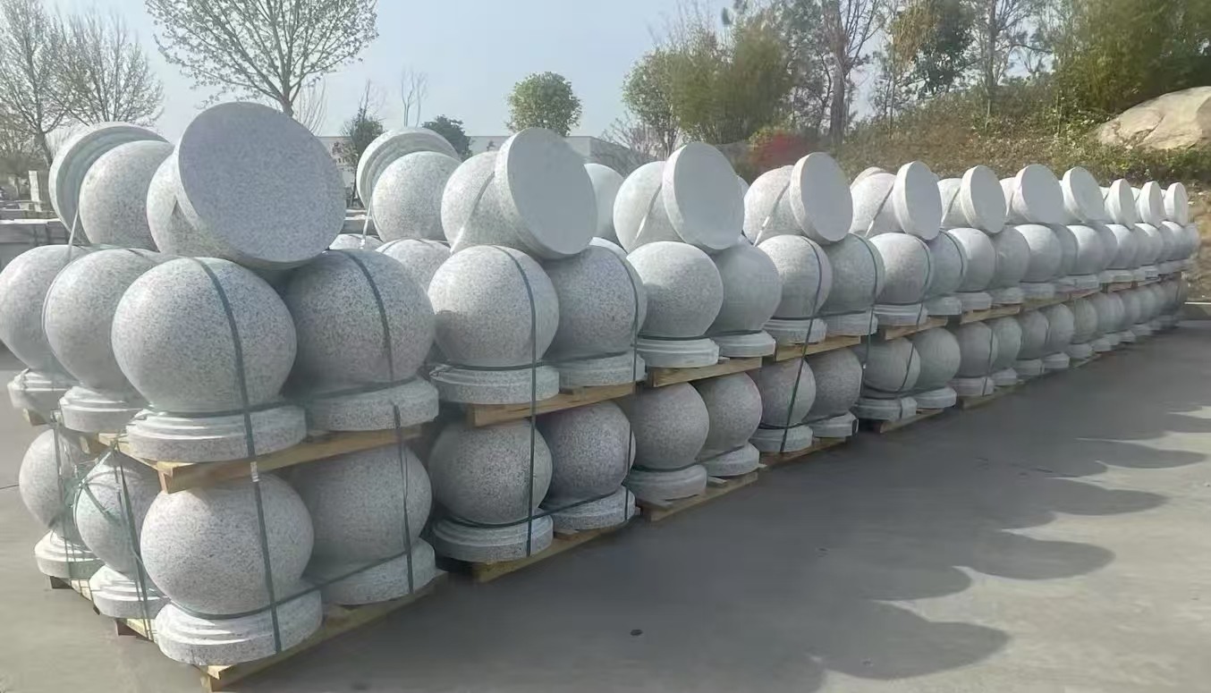 晋城 白麻花岗岩石材圆球，石球，挡车球，隔离球，景观石球，风水球等